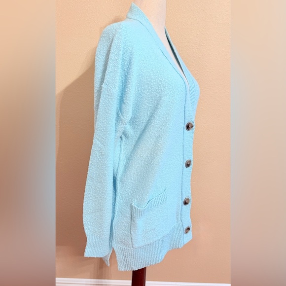 LOFT lightweight Robins egg Blue Button-Up Cardigan - Picture 2 of 11